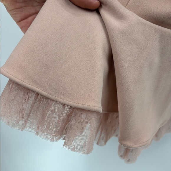 BCBGMaxAzria scoop neck fluted pink boho Polkadot wedding hem mini dress 0 NWT - Picture 4 of 16